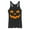 Black Heather, variant on Women's CHIN UP Halloween Jack o' Lantern Face  Racerback Tank Top Black Heather Small