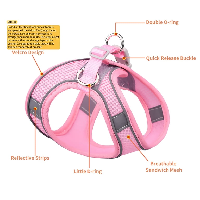 Percen No-Pull Dog Harness, Pink XXS with Leash photo 3