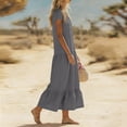 thumbnail image 6 of ClodeEU Women's V Neck Short Sleeve Tiered Midi Dress,Casual A Line Flowy Dress Gray,Women's Plus L, 6 of 6