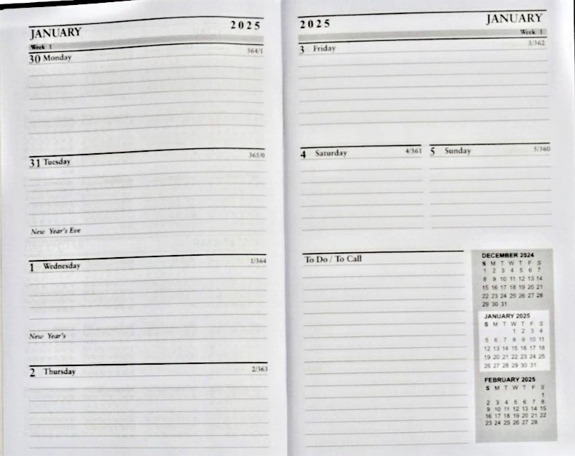 2025 Weekly Planner, Appointment Book - 5 In X 8 In - Brown