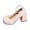 Beige, variant on CSStudio Women's Glossy Mary Jane Platform Block Heels 9cm Ankle Strap Closed Toe Oktoberfest Party Women Dress Pumps