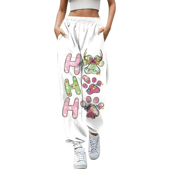 TJAZFJPA Women's Slacks with Pockets Petite Ms Christmas Long Elastic Beam Foot Snow Christmas Tree Printing Belt Daily Leisure Pants Pants Womens Casual Pant Suits