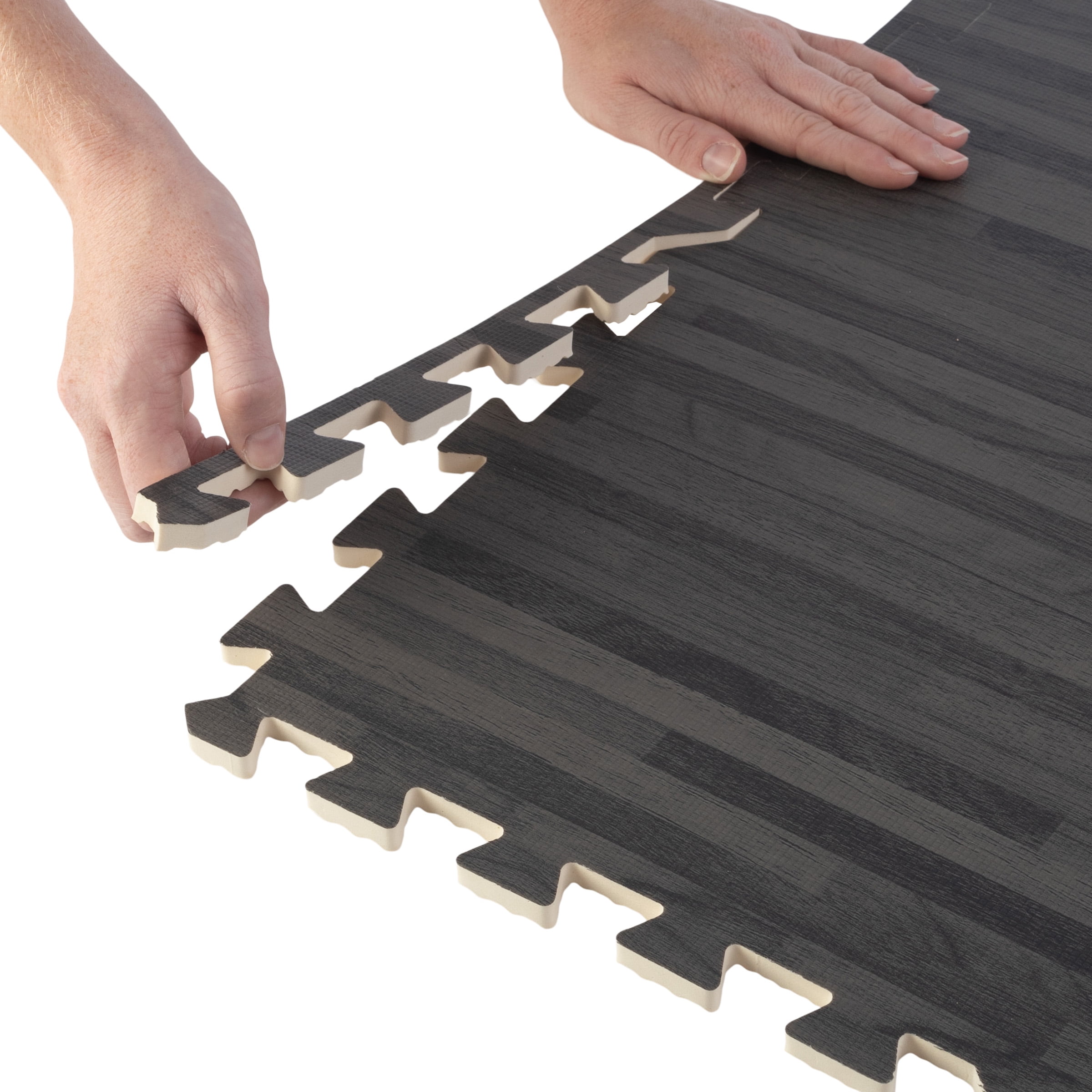 Stalwart Eva 24.00 sqf Interlocking Wood Grain Foam Floor Tiles, 6-Tiles