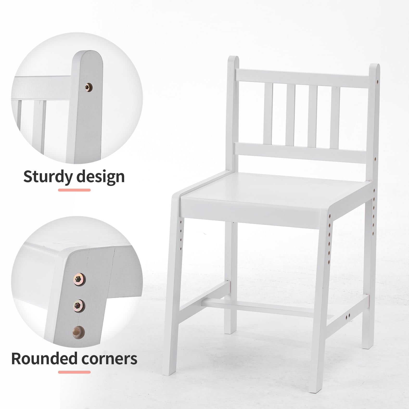 UNICOO® Height Adjustable Bamboo Kids Desk and Chair Set - Ergonomic Kid Desk and Chair Set for Study, Writing, and Homework - Durable and Eco-Friendly Kids' Desks for Home and School (White 01)