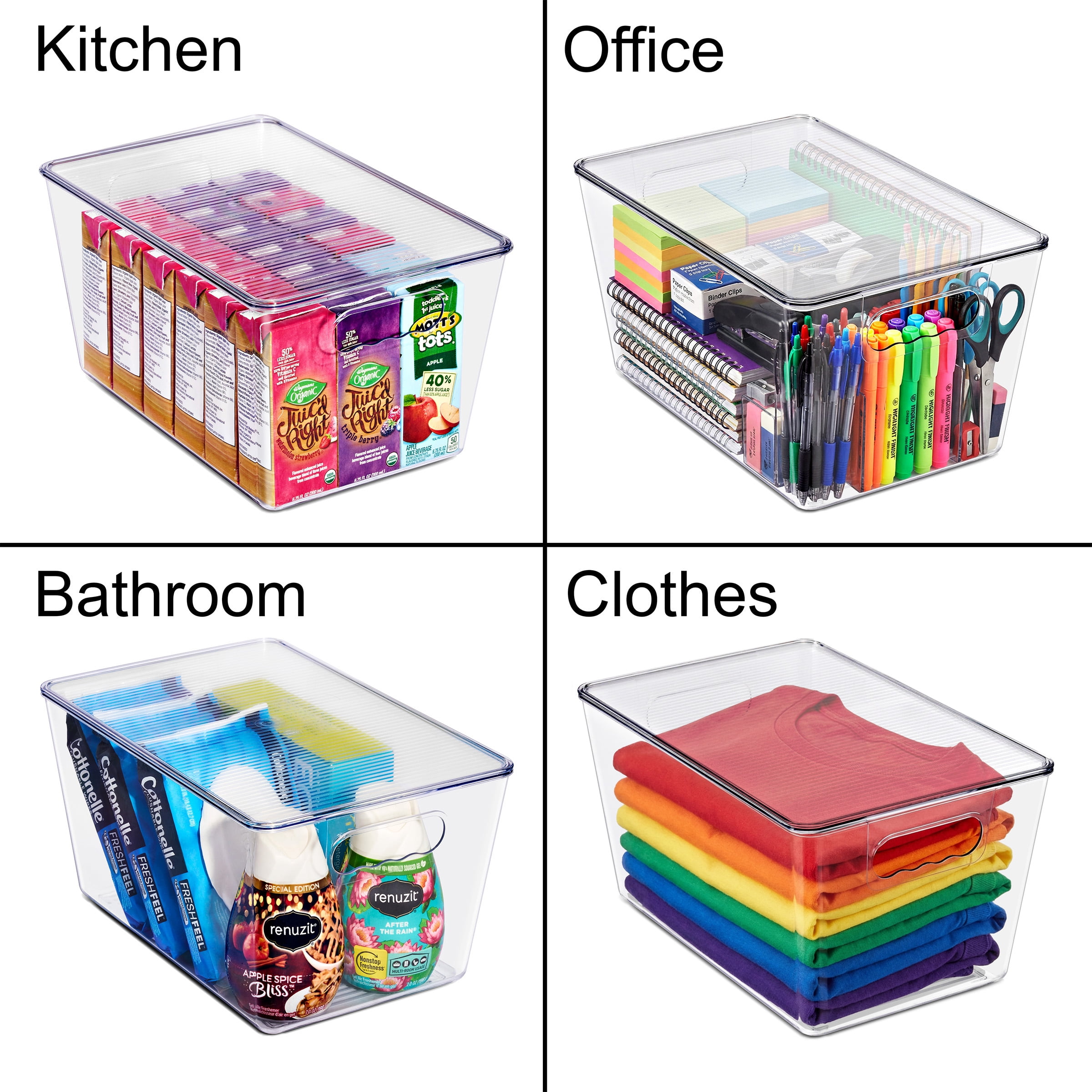 Sorbus Clear Storage Bins with Lids and Handles, Large BPA-Free Organizers, Set of 10