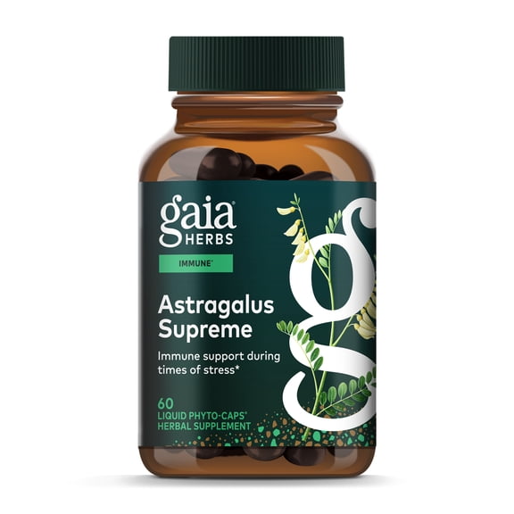 Gaia Herbs Astragalus Supreme - Immune & Antioxidant Support* - Herbal Supplement with Astragalus Root, Schisandra Berry & Ligustrum - 60 Vegan Liquid Phyto-Caps (30 Servings)