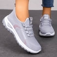 thumbnail image 2 of Women's Slip On Casual Walking Shoes Breathable Jogger Running Shoes Comfortable Workout Gym Lace Up Sneakers Gray Size 8, 2 of 7
