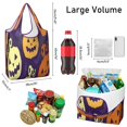 thumbnail image 3 of 5 Pack Foldable Shopping Bag,Purple Halloween Jack Lanterns Reusable Grocery Bags with Pockets,Large Reusable Tote Bags with Handles Waterproof & Lightweight, 3 of 6