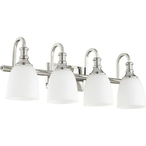 Thornfield Mews 4 Light Vanity Light in Bailey Street Home Home Collection Style 27.75 inches Wide By 10.5 inches High-Polished Nickel Finish-Satin