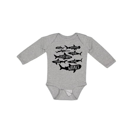 

Inktastic Types of Sharks Boys or Girls Long Sleeve Baby Bodysuit