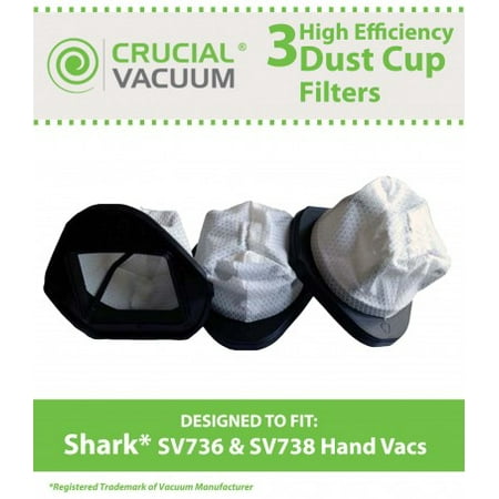 - 3 Shark SV736, SV748, SV738, SV780 Dust Cup Filters, Part # XSB726N, XF769