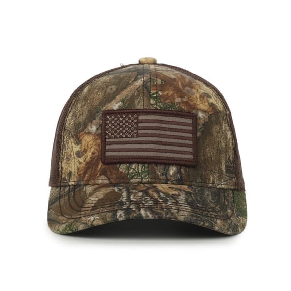 Realtree Patriotic Structured Baseball Style Hat, American Flag Patch, OSFM, Camo