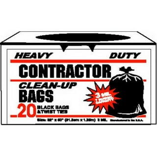 Hyper Tough Contractor Trash Bags, Black, 55 Gallon Capacity, 50 Bags, 2  MIL Thickness, Flap Tie​ 