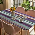 thumbnail image 3 of Modern Boho Art Table Cloths for 6 Foot Rectangle Tables, Colorful Abstract Bohemian Paisley Minimalist Patio Waterproof Elastic Fitted Tablecloths, Washable Rectangular Table Cover for Camping, 3 of 8