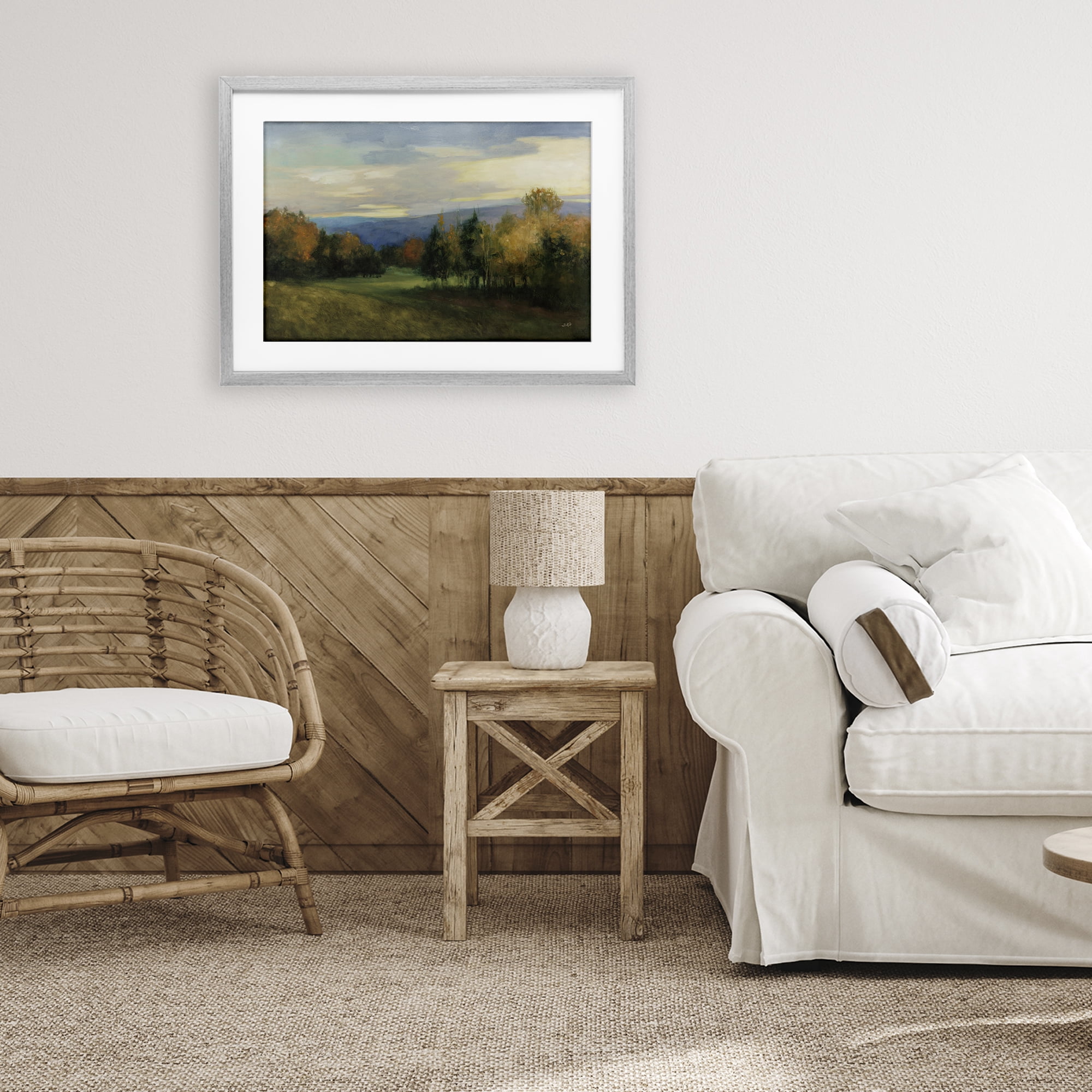 Stupell Industries October Meadow Countryside Gray Framed Print Under Glass, design by Julia Purinton
