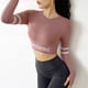 thumbnail image 3 of Cloud Hide-Camiseta de Yoga para mujer, Top deportivo Sexy para gimnasio, Top corto sin mangas para correr, Blusa de manga larga, ropa deportiva de entrenamiento para invierno, 3 of 5