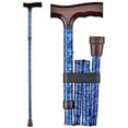 thumbnail image 2 of NOVA Medical Products Folding Walking Cane with Wood Grip Handle, Foldable and Adjustable Travel Cane with Wood Comfort Handle, Blue Waves (3023), 2 of 2