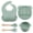 Green, variant on Silicone Baby Feeding Set, Food Grade Silicone Suction Bowl, Divided Suction Plates, Bib, Spoons Set, Toddlers Self Feeding Supplies Set