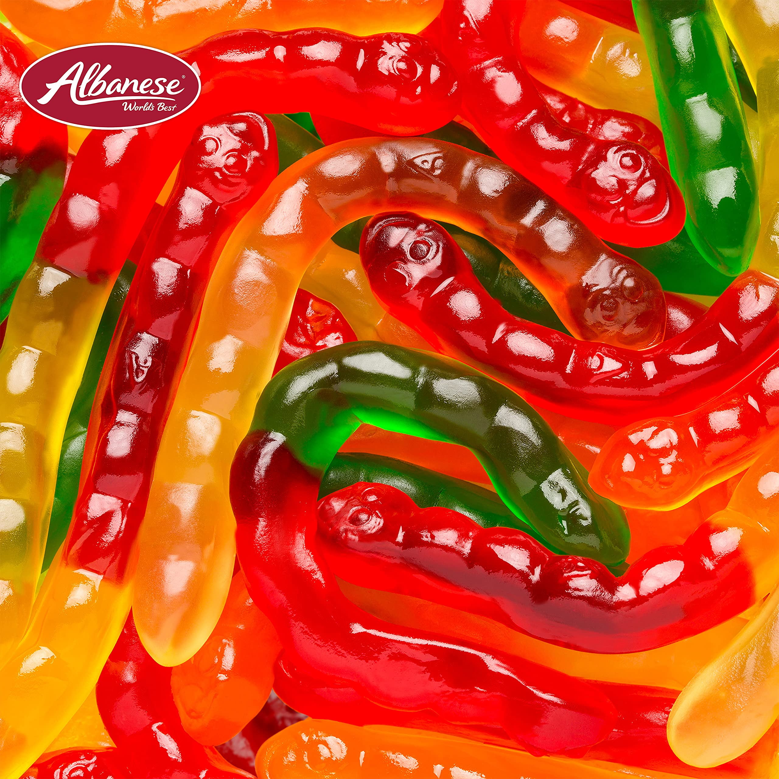 Albanese World's Best Large Assorted Fruit Gummi Worms, 5lbs of Candy