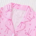 thumbnail image 6 of Afuyipoi Girls Homewear Set Button-Up Notch Collar Printed Short-Sleeve with Shorts,Pink 5-6T, 6 of 9