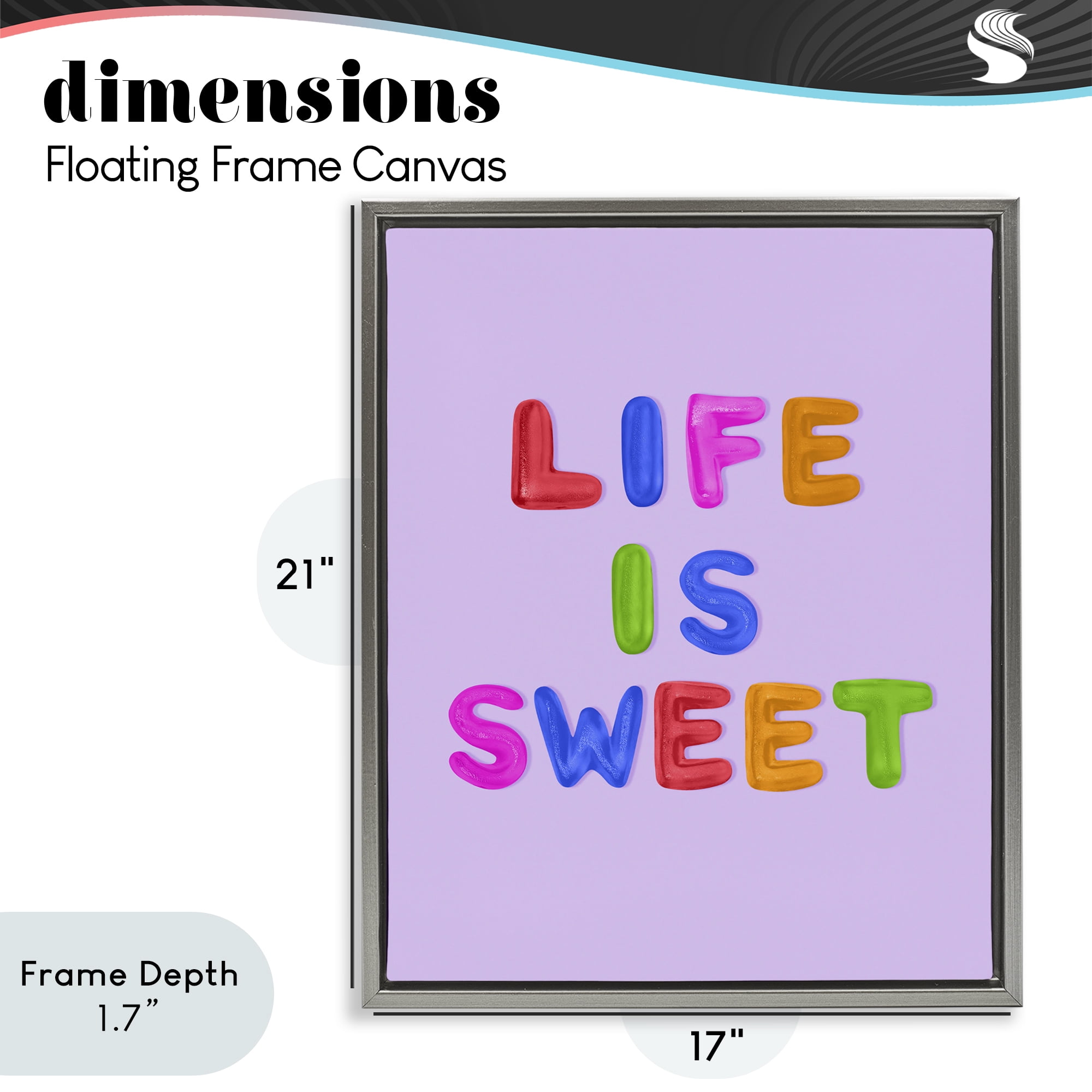 Stupell Industries Life Is Sweet Gummies Gray Framed Floater Canvas Wall Art, design by LISH Creative