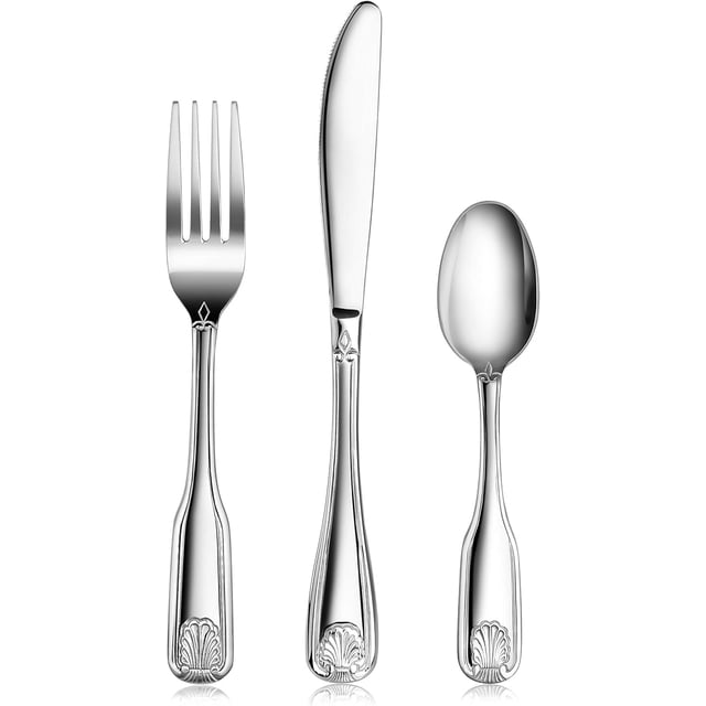 New Star Foodservice 58901 Shell Pattern, 18/0 Stainless Steel, 36 piece Flatware Set