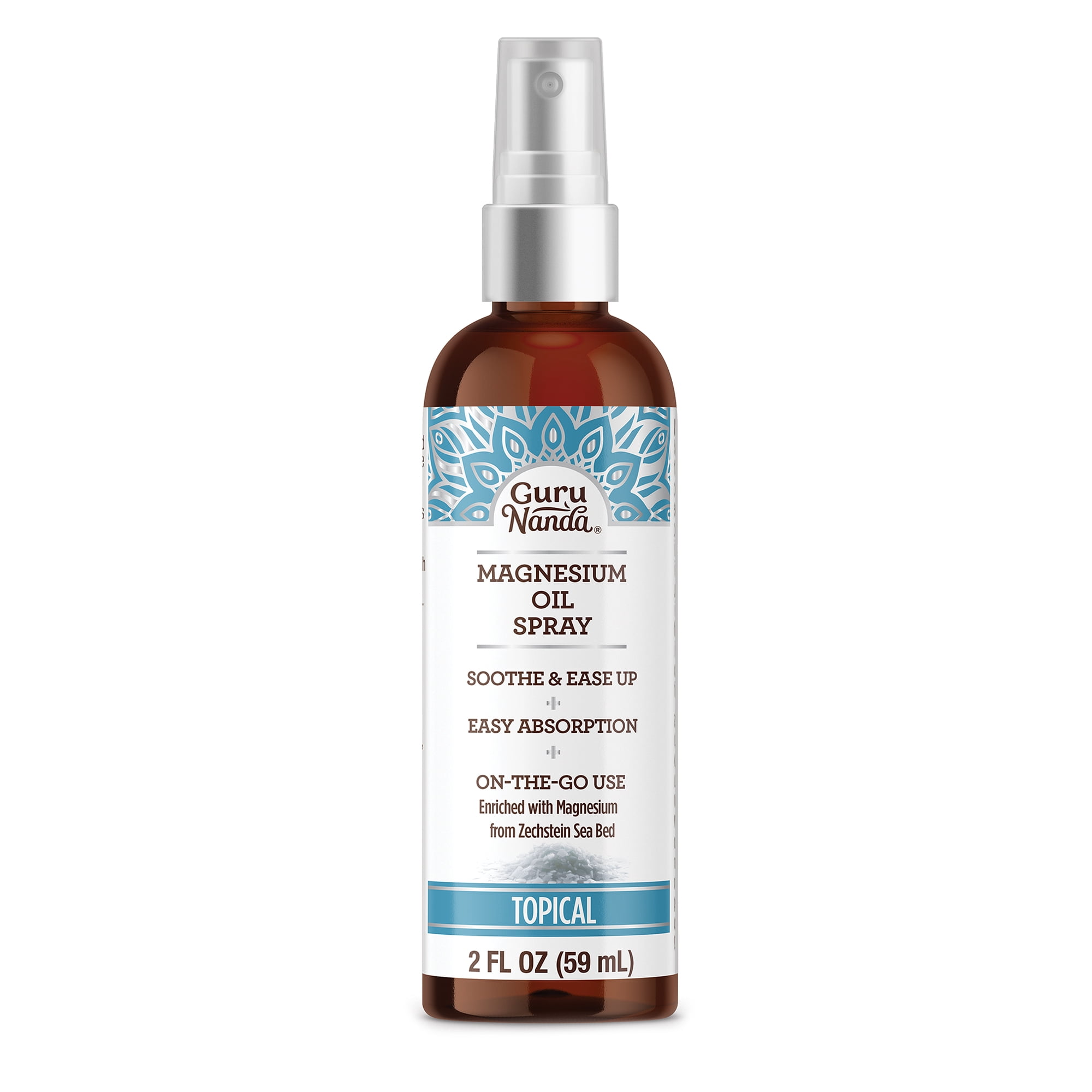 GuruNanda Magnesium Oil Spray for Muscle Relief and Soothing Aches, Quick Absorbing, 2 fl oz