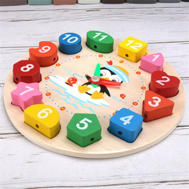 Clock Blocks Matching Puzzles Different Shapes Colors Teaching