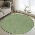 thumbnail image 2 of Vintage Forest Green Large Area Rugs for Bedroom Living Room, Soft Non Slip Carpet Bedside Rug, Farmhouse Retro Solid Color Linen Texture Round Floor Cover Kitchen Accent Rug 4' for Office, 2 of 9