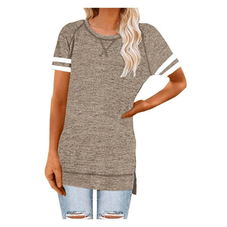 

Pianpianzi Basics Workout Shirts Women Womens Thermal Long Sleeve Cotton Sleep Shirts Women Fashion Womens Leisure Solid Short Sleeve Round Neck Casual Loose Tops