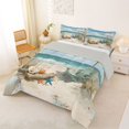 thumbnail image 2 of Castle Fairy Soft Watercolor Beach Chair Queen Comforter Set 3 Pieces,Umbrella Seashell Palm Summer Print Comforter Sets Queen,Cream Sky,Grey Reversible,1 Comforter and 2 Pillowcases, 2 of 6