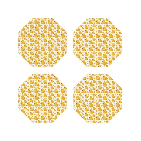 

Fuzoiu yellow rubber ducks Print Leather Coasters Set Drink Coasters Set of 4 for Tabletop Protection Durable PVC Coasters Home Décor and Housewarming Gift-Octagon