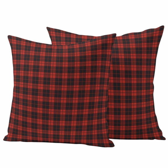Red Black Christmas Outdoor Waterproof Pillow Covers, Winter Farmhouse Xmas Checkered Plaid Decorative Square Throw Pillowcase Sofa Cushion Sham for Patio/Couch/Chair, 16"x16" 2 Pack
