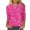 Hot Pink, variant on Fesfesfes Womens Short Sleeve Athletic Tops Women's Fashion Printed T-shirt Mid-length 3/4 Sleeves Blouse Round Neck Casual Tops Womens Plaid T Shirt 4(S)
