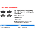 thumbnail image 2 of Front Brake Pad Set - Compatible with 2000 - 2004 Volvo S40 1.9L 4-Cylinder Turbocharged 2001 2002 2003, 2 of 2