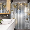 thumbnail image 3 of New York Shower Curtain, Digital Drawn Brooklyn Bridge Unusual Graffiti Style Old Urban Cityscape Print, Cloth Fabric Bathroom Decor Set with Hooks, 48" W x 72" L, Brown White, 3 of 4