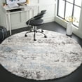 thumbnail image 2 of SAFAVIEH Lindsay Edna Distressed Polyester Shag Area Rug, Grey/Blue Ivory, 6'7" x 6'7" Round, 2 of 8