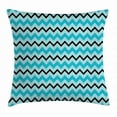 thumbnail image 1 of Seafoam Throw Pillow Cushion Cover, Herringbone Zigzag Lines Geometric Illustration Retro Inspirations Chevron, Decorative Square Accent Pillow Case, 16 X 16 Inches, Seafoam Blue Black, by Ambesonne, 1 of 2