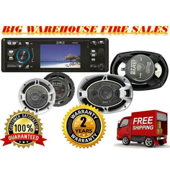 Absolute DMR-360, BLS-6503, BLS-6904 Single Din Car Stereo Bundle3.5" Car Stereo DVD/CD/MP3/AM/FM Player & 2 Pairs of 6.5" & 6x9 speaker