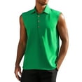 thumbnail image 1 of pstuiky Camisetas sin mangas, Chaleco informal sin mangas con botones y cuello abatible para hombre, de color liso, para verano Tops elegantes para mujer m, 1 of 4
