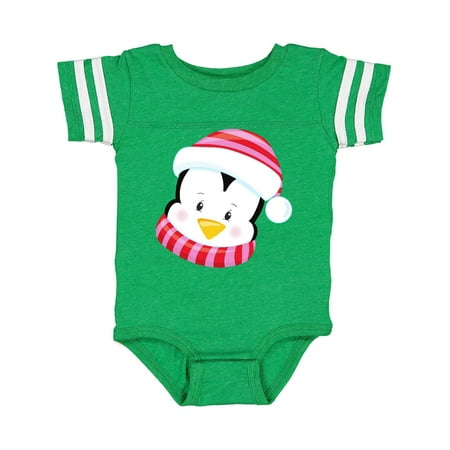 

Inktastic Cute Penguin Penguin With Pink Hat And Scarf Gift Baby Boy or Baby Girl Bodysuit