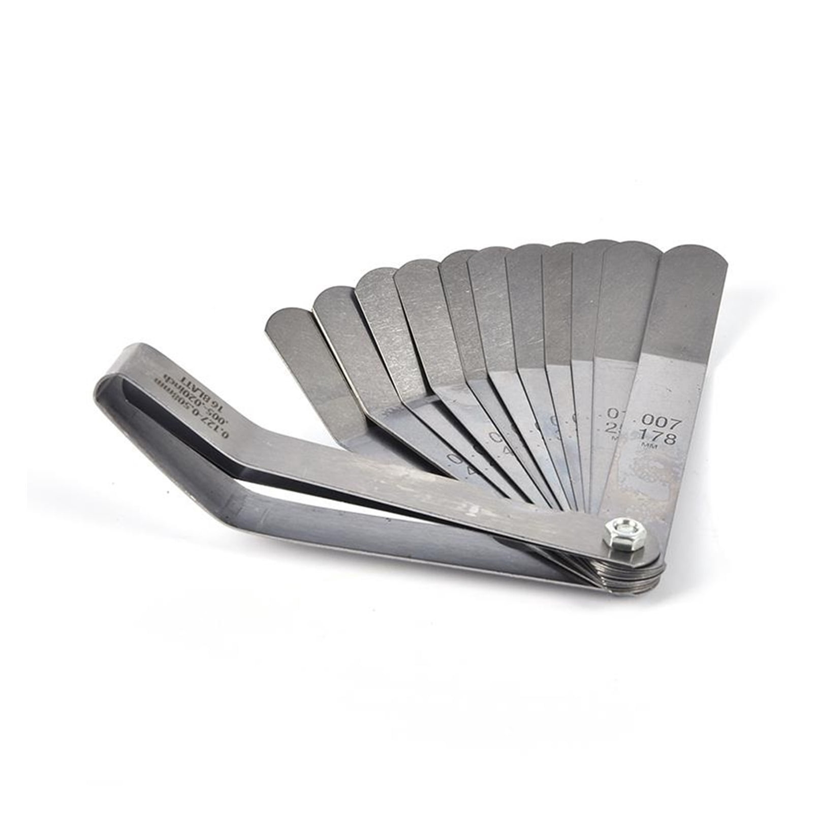 1 Set For 16 Blades Feeler Gauge 0.05 To 1mm Thickness Curved Stainless Steel Gap Metric Filler Feeler Gauge ,Easy to Use