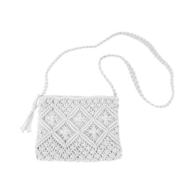 Bolso cruzado tejido a mano para mujer, bolso de hombro de playa de verano, bolso tejido de ganchillo de algodón hecho a mano, bolso con borla