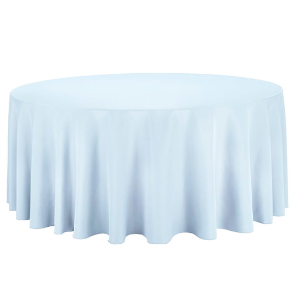 132 in. Round Polyester Tablecloth Baby Blue