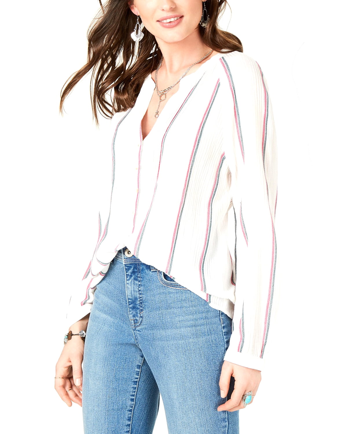 Lucky Brand - Lucky Brand Women's Stripe Gauze Shirt, White Multi, X