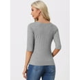 thumbnail image 4 of DARING DIVA Women's Elbow Sleeves Boat Neck Slim Fit Classic Tee XL Light Gray, 4 of 6