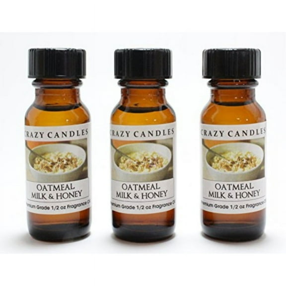 oatmeal, milk & honey: 3 bottles 1/2 fl oz each (15ml) premium grade scented fragrance oil by crazy candles