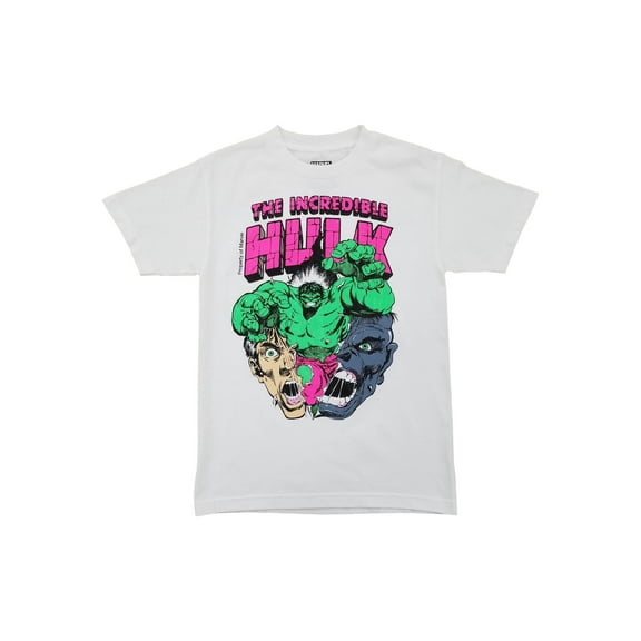 Marvel Mens White The Incredible Hulk Comic Book Tee Short Sleeve T-Shirt X-Large