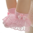 thumbnail image 2 of Cathery Newborn Infant Baby Girls Ruffle Eyelet Lace Socks, Super Soft Cotton Ankle Socks Princess Frilly Socks with Bow, 2 of 7