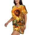 thumbnail image 2 of Kdxio Sunflower Blue Sky Print Pajamas Sets for Women Short-Sleeved Pjs with Lounge Shorts Two Piece Sleepwear S-4XL, 2 of 5